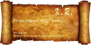 Kroninger Rózsa névjegykártya